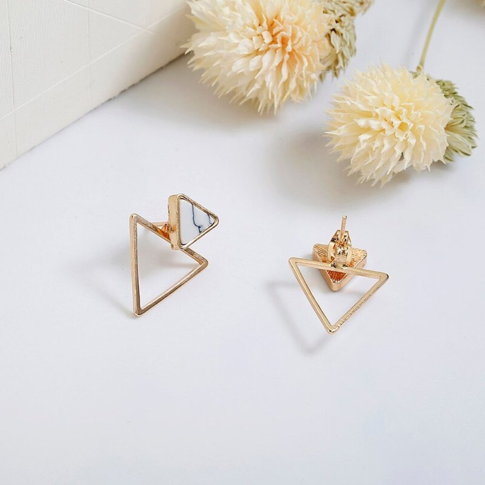 Lulu's "Triangular Infatuation" Marble Earrings - Picture 6 of 8
